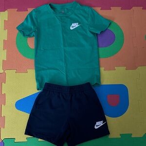 Nike Emerald Green Tee and Midnight Black Shorts boys 4T